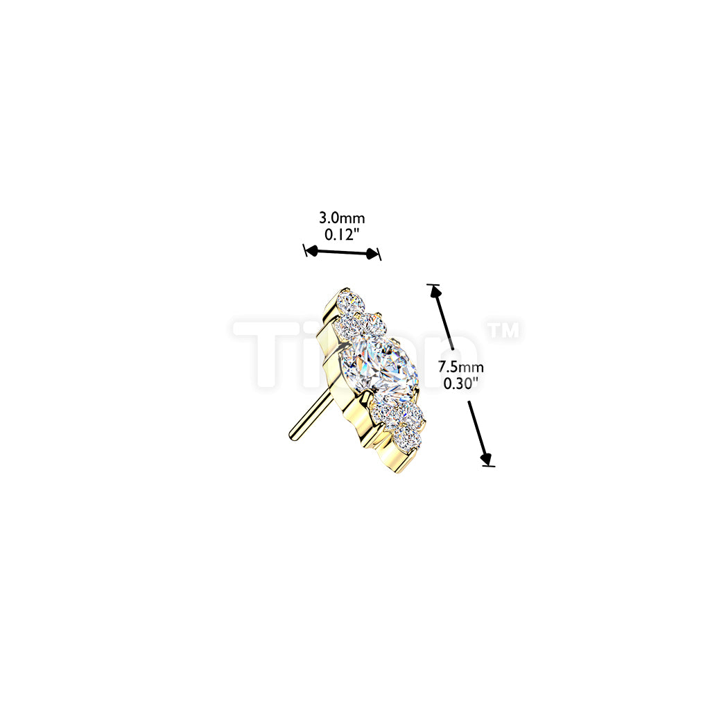 Titanium Threadless Push In Round CZ Top With Trinity CZ Clusters - Image 4