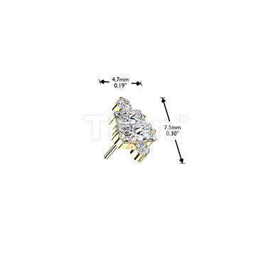Titanium Threadless Push In 2 Baguette & 2 Round CZ Cluster Top - Image 4