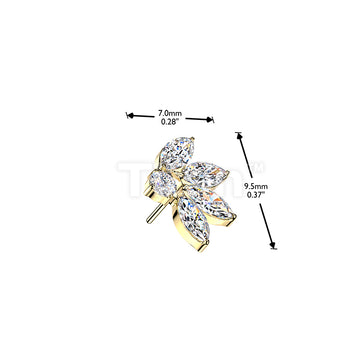 Titanium Threadless Push In 4 Marquise CZ Fan With Round CZ Top - Image 4