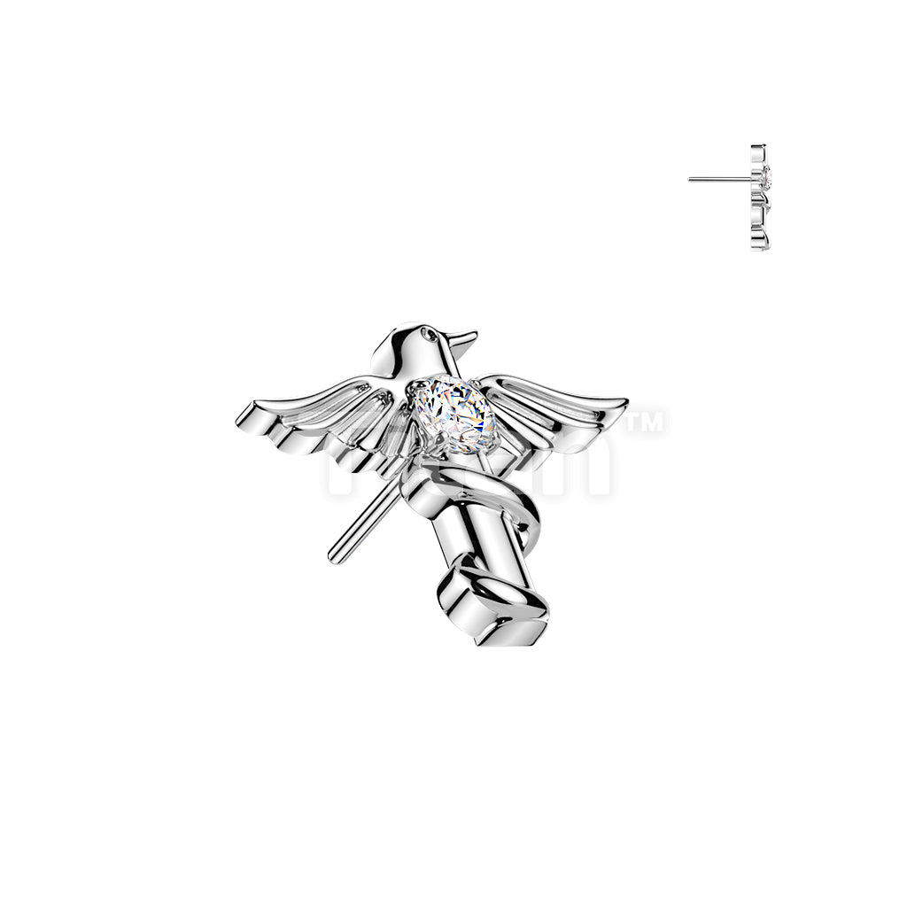 Titanium Threadless Push In Bird and Round CZ Top - Image 2