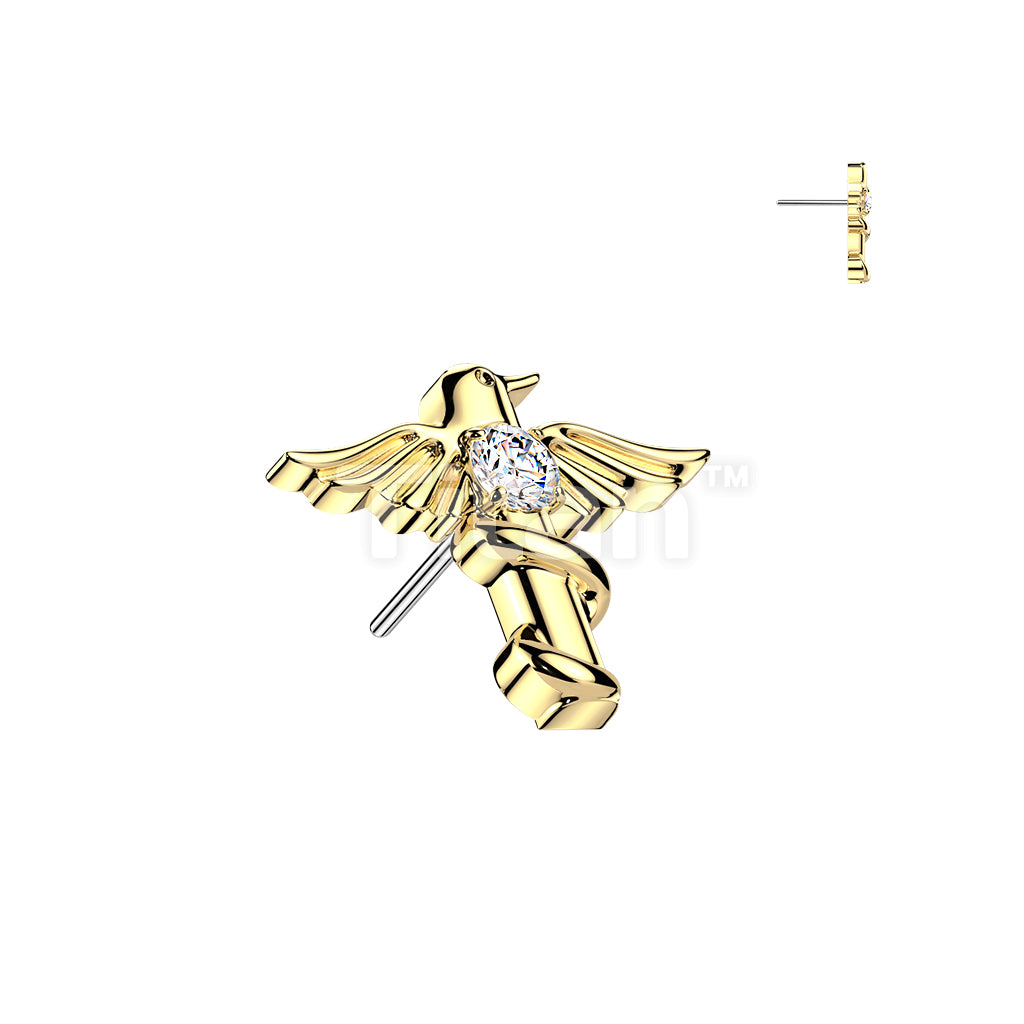 Titanium Threadless Push In Bird and Round CZ Top - Image 3