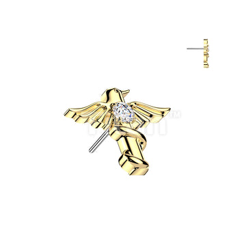Titanium Threadless Push In Bird and Round CZ Top - Image 3