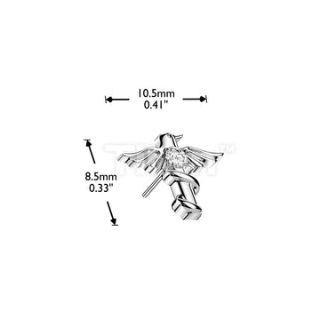Titanium Threadless Push In Bird and Round CZ Top - Image 4