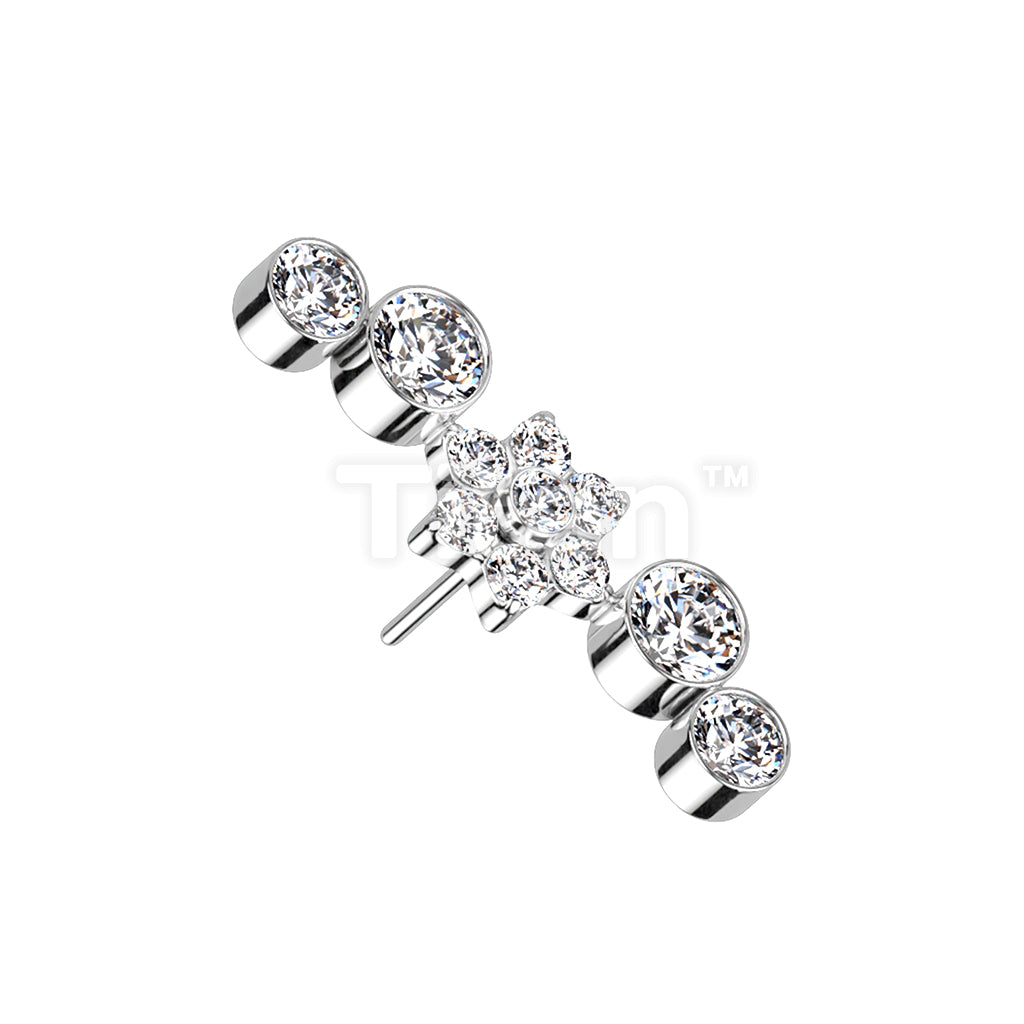 Implant Grade Titanium Threadless Push In Top With Opal or CZ Flower... - Image 2