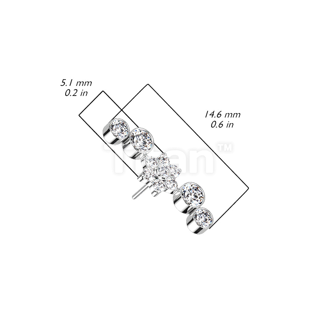Implant Grade Titanium Threadless Push In Top With Opal or CZ Flower... - Image 4