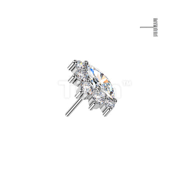 Titanium Threadless Push In Marquise & Round CZ Cluster Top - Image 2