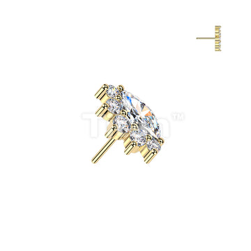 Titanium Threadless Push In Marquise & Round CZ Cluster Top - Image 3