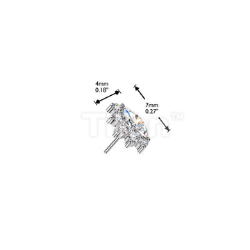 Titanium Threadless Push In Marquise & Round CZ Cluster Top - Image 4