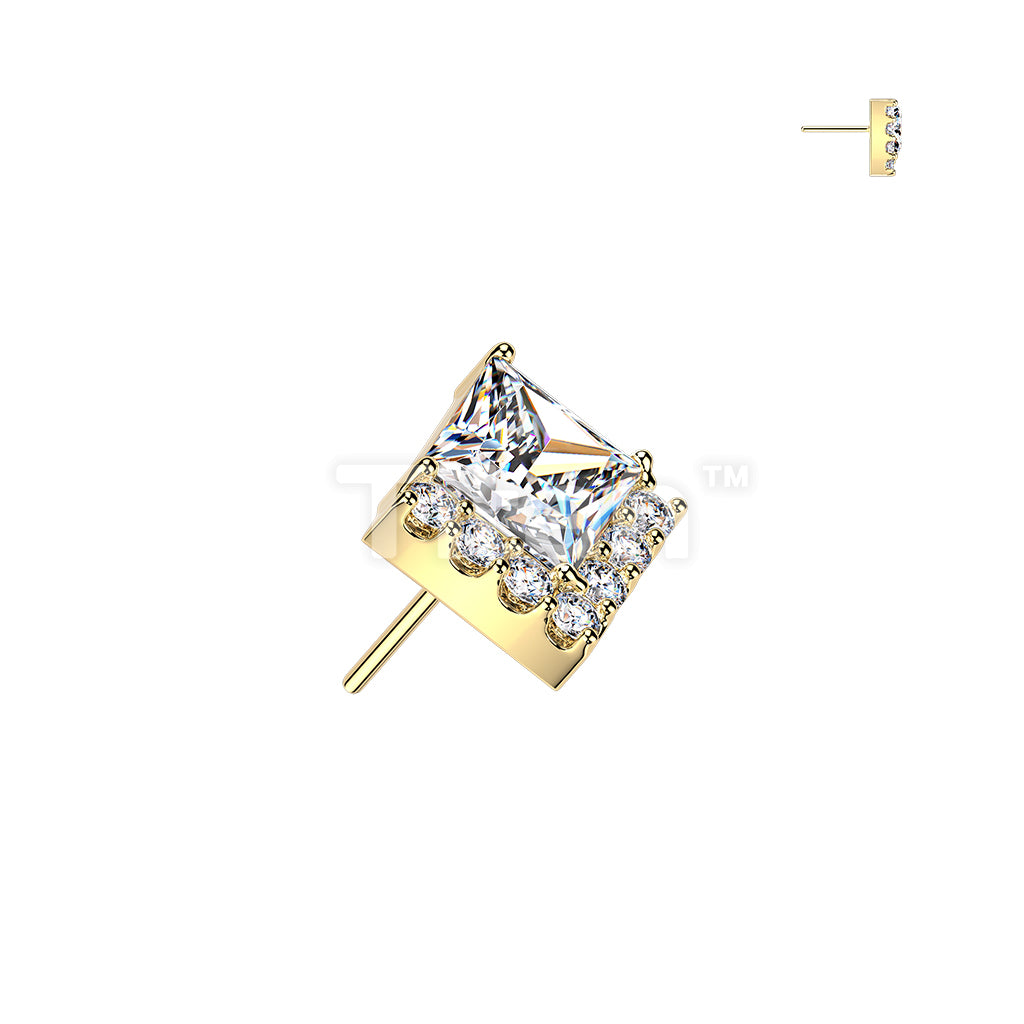 Titanium Threadless Push In Square & Pave Round CZ Cluster Top - Image 4