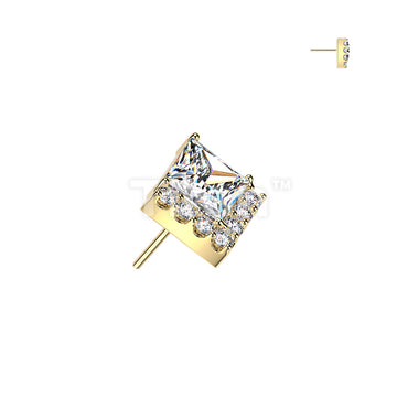 Titanium Threadless Push In Square & Pave Round CZ Cluster Top - Image 4