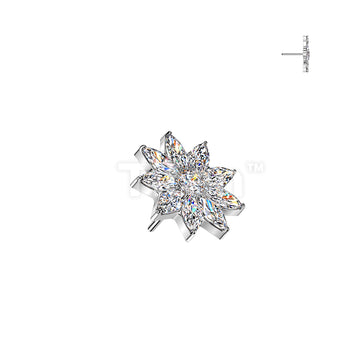 Titanium Threadless Push In CZ Petals Flower Top - Image 2