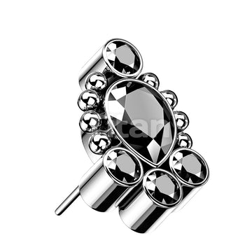Implant Grade Titanium Threadless Push In Bezel Set CZ Cluster With... - Image 3