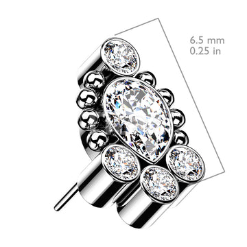 Implant Grade Titanium Threadless Push In Bezel Set CZ Cluster With... - Image 5
