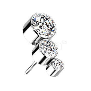 Implant Grade Titanium Threadless Push In With Descending Bezel Set 3 CZ Curved Top - Image 2