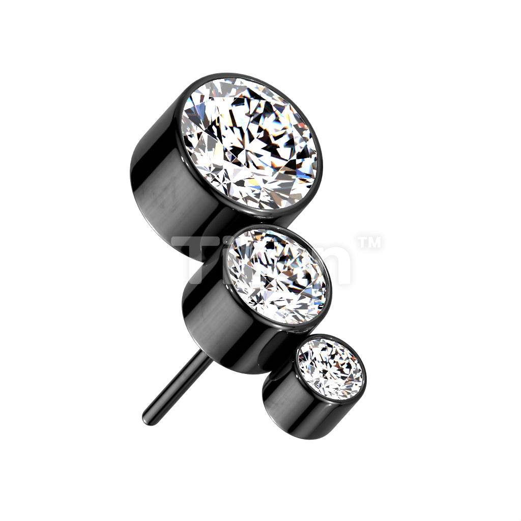 Implant Grade Titanium Threadless Push In With Descending Bezel Set 3 CZ Curved Top - Image 4