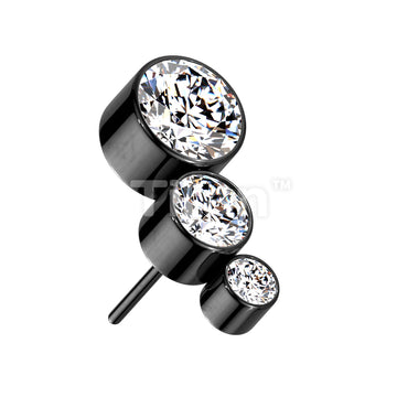 Implant Grade Titanium Threadless Push In With Descending Bezel Set 3 CZ Curved Top - Image 4