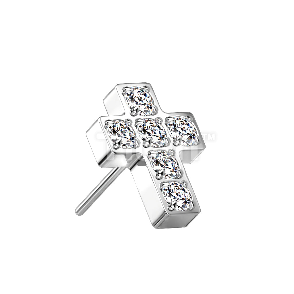 Implant Grade Titanium Threadless Push In 6 CNC Set CZ Cross Top - Image 2