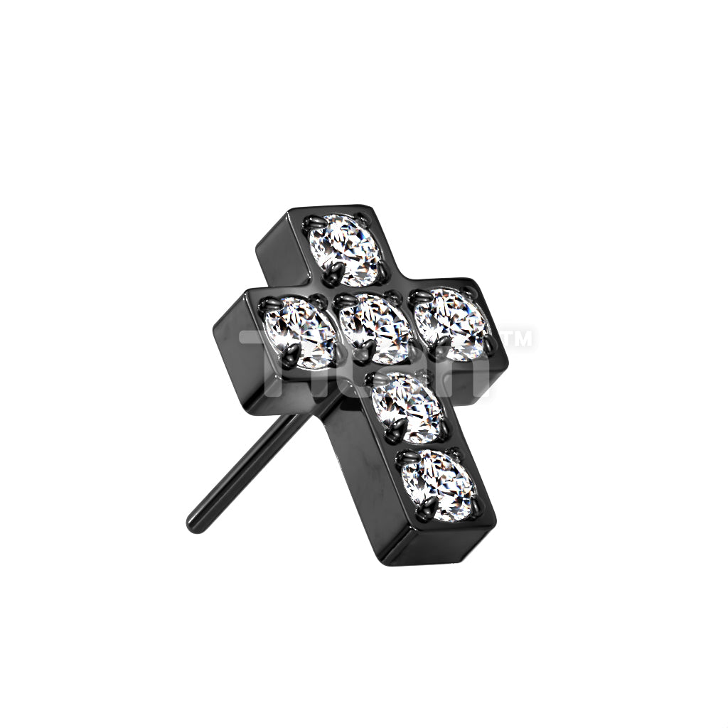 Implant Grade Titanium Threadless Push In 6 CNC Set CZ Cross Top - Image 4