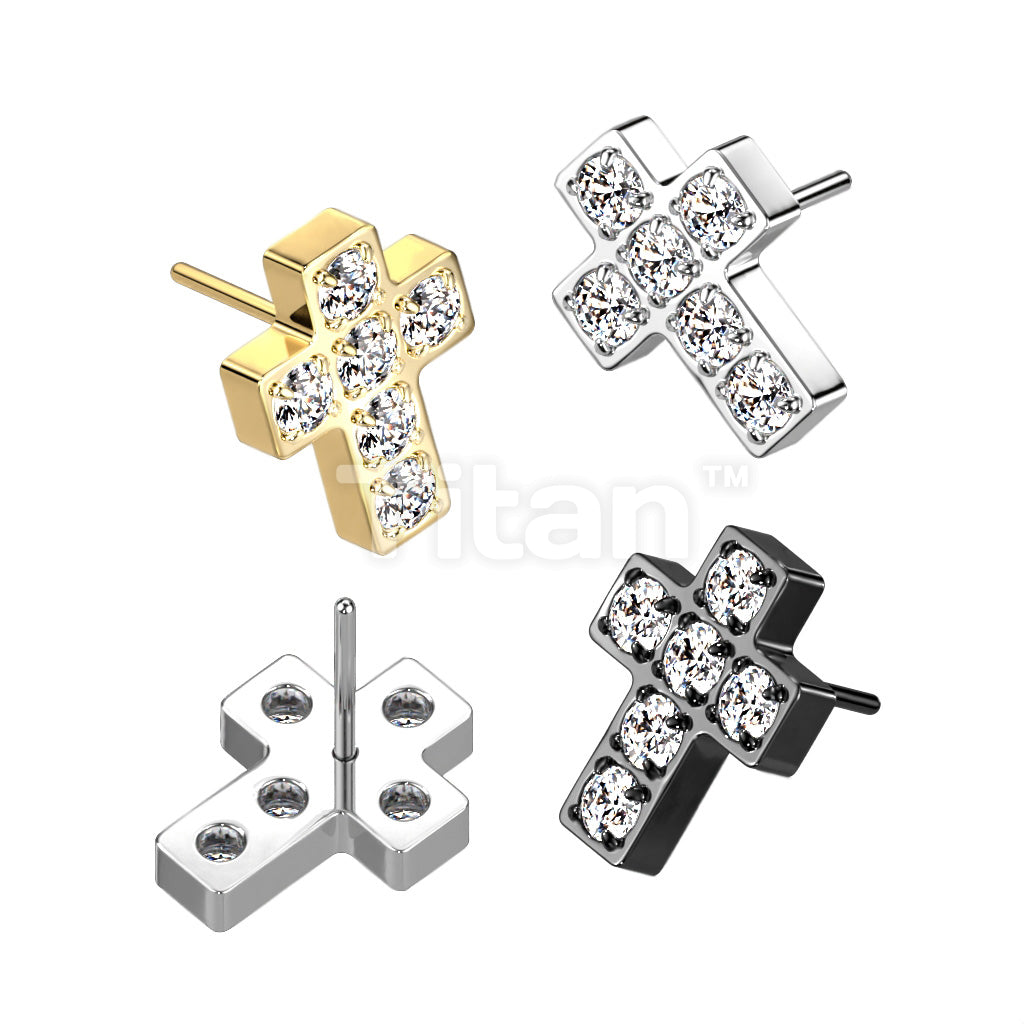 Implant Grade Titanium Threadless Push In 6 CNC Set CZ Cross Top