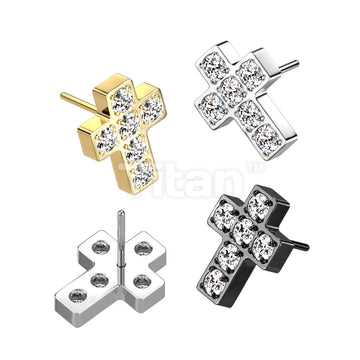 Implant Grade Titanium Threadless Push In 6 CNC Set CZ Cross Top