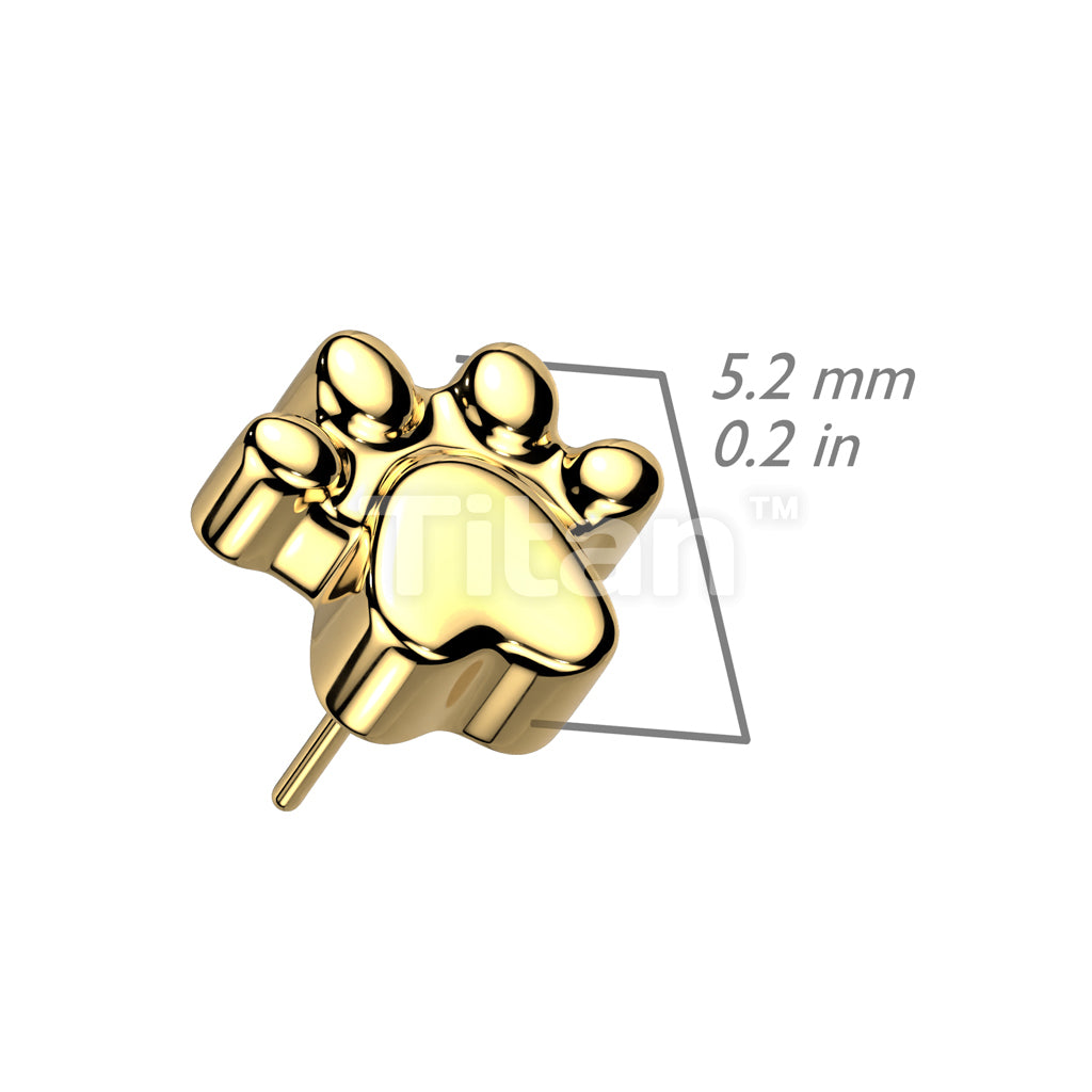 ASTM F136 Titanium Implant Grade Titanium Threadless Push In Paw Print Top - Image 6