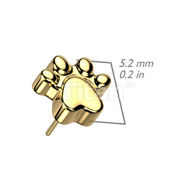 ASTM F136 Titanium Implant Grade Titanium Threadless Push In Paw Print Top - Image 6