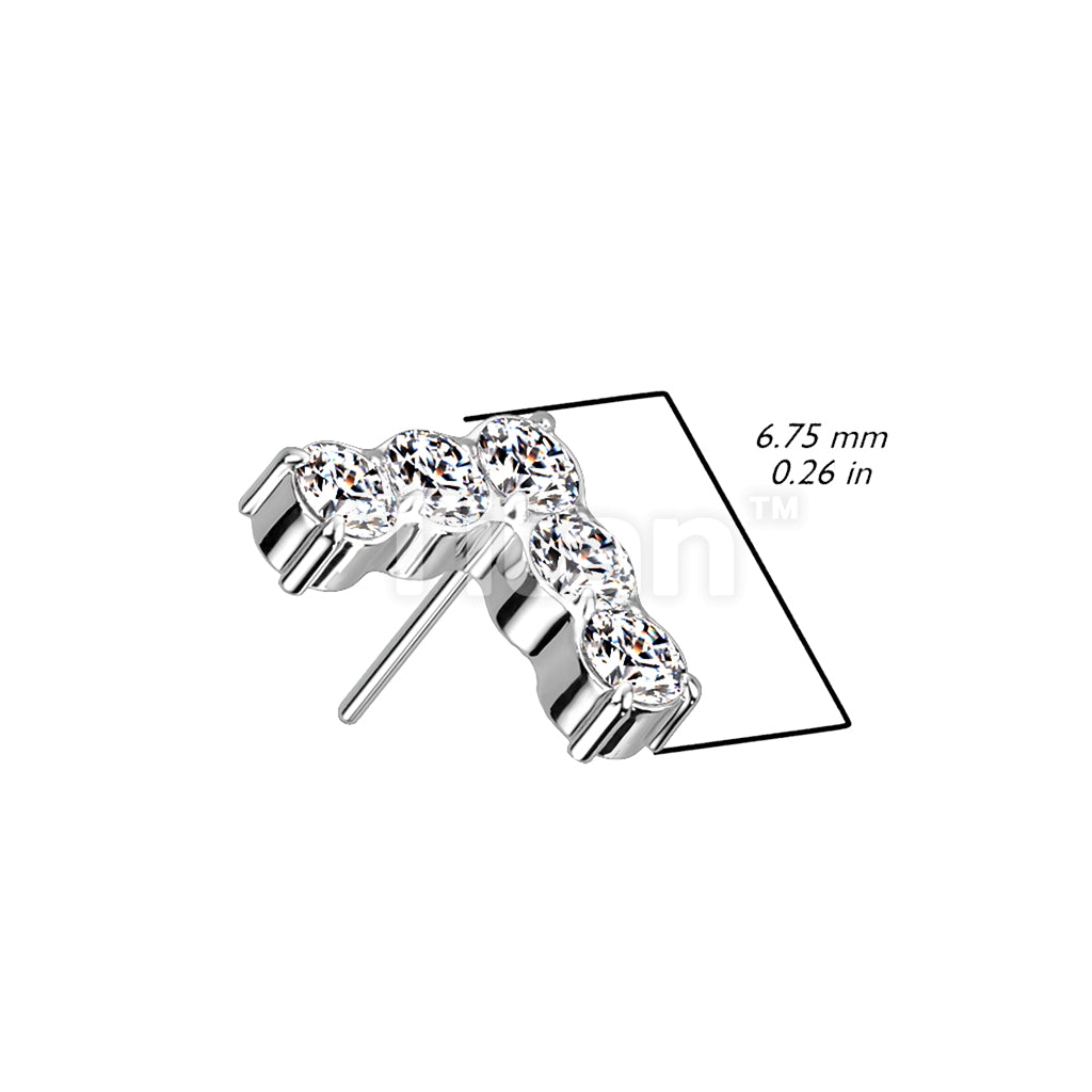 Implant Grade Titanium Threadless Push In Single Line Chevron With 5 CNC Set CZ Top - Image 3