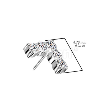 Implant Grade Titanium Threadless Push In Single Line Chevron With 5 CNC Set CZ Top - Image 3