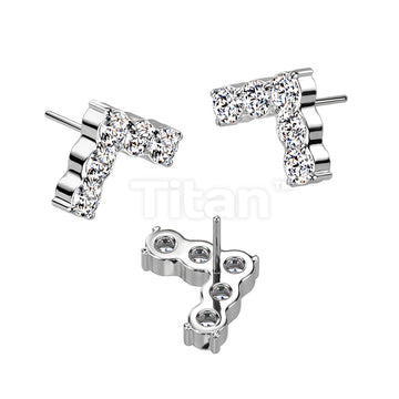 Implant Grade Titanium Threadless Push In Single Line Chevron With 5 CNC Set CZ Top