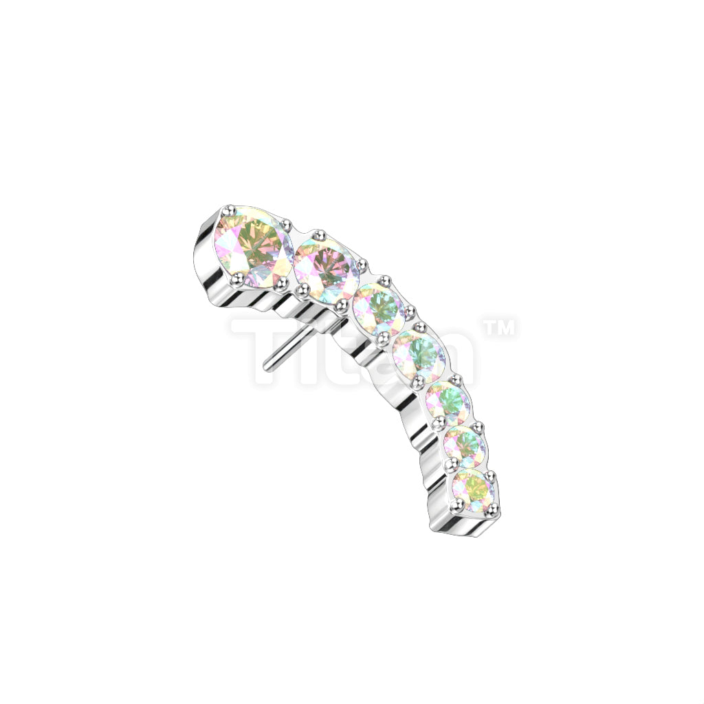 Implant Grade Titanium Threadless Push In Prong Set Descending 7 CZ Curved Top - Image 2