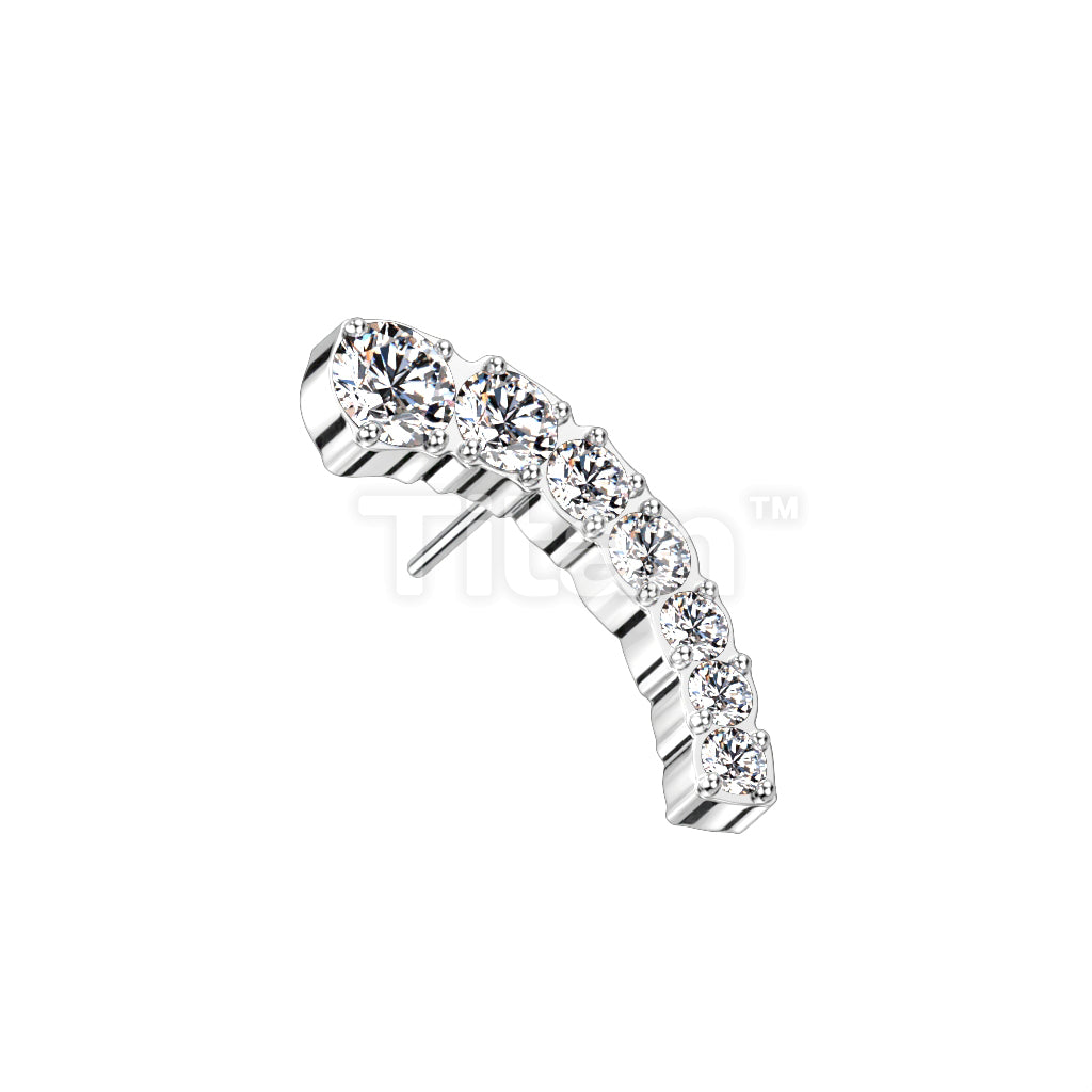 Implant Grade Titanium Threadless Push In Prong Set Descending 7 CZ Curved Top - Image 3