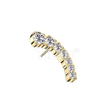 Implant Grade Titanium Threadless Push In Prong Set Descending 7 CZ Curved Top - Image 4