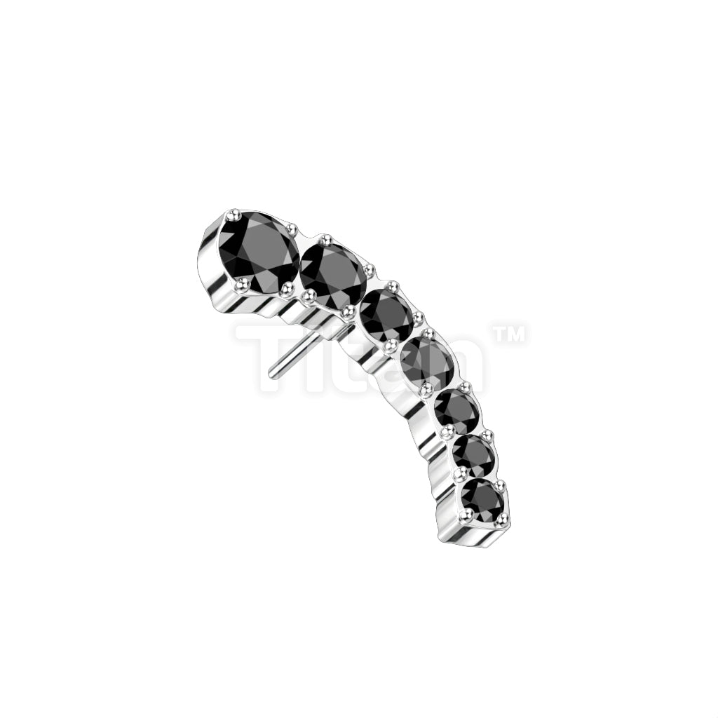 Implant Grade Titanium Threadless Push In Prong Set Descending 7 CZ Curved Top - Image 5