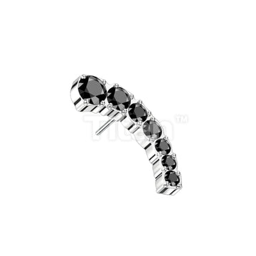 Implant Grade Titanium Threadless Push In Prong Set Descending 7 CZ Curved Top - Image 5
