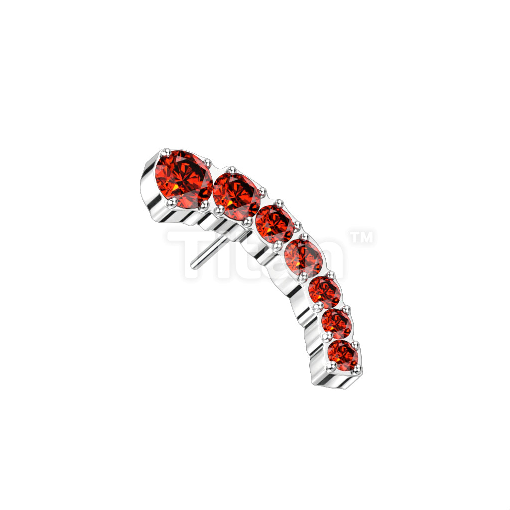 Implant Grade Titanium Threadless Push In Prong Set Descending 7 CZ Curved Top - Image 6