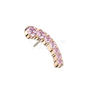 Implant Grade Titanium Threadless Push In Prong Set Descending 7 CZ Curved Top - Image 7