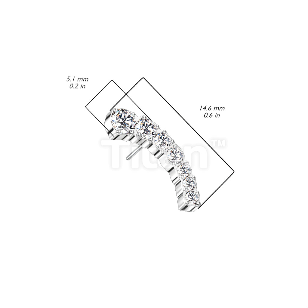 Implant Grade Titanium Threadless Push In Prong Set Descending 7 CZ Curved Top - Image 8