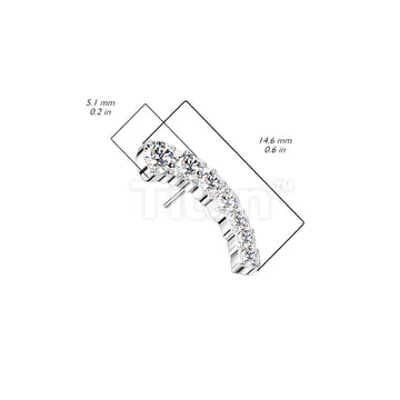 Implant Grade Titanium Threadless Push In Prong Set Descending 7 CZ Curved Top - Image 8