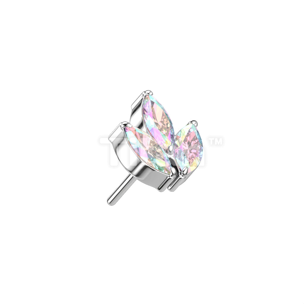 Implant Grade Titanium Threadless Push In 3 Marquise CZ or Opal Leaf Top - Image 2
