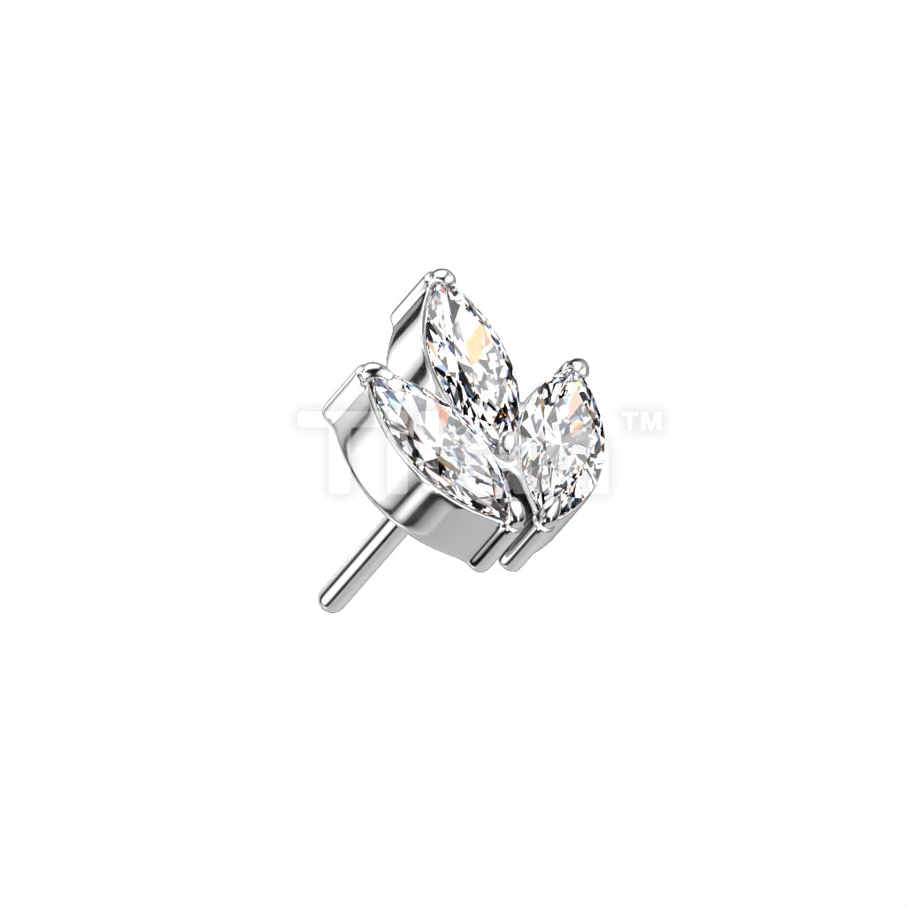 ASTM F136 Titanium Implant Grade Titanium Threadless Push In 3 Marquise... - Image 3