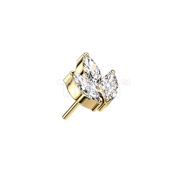 ASTM F136 Titanium Implant Grade Titanium Threadless Push In 3 Marquise... - Image 4