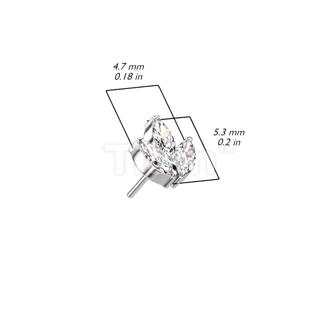 Implant Grade Titanium Threadless Push In 3 Marquise CZ or Opal Leaf Top - Image 11