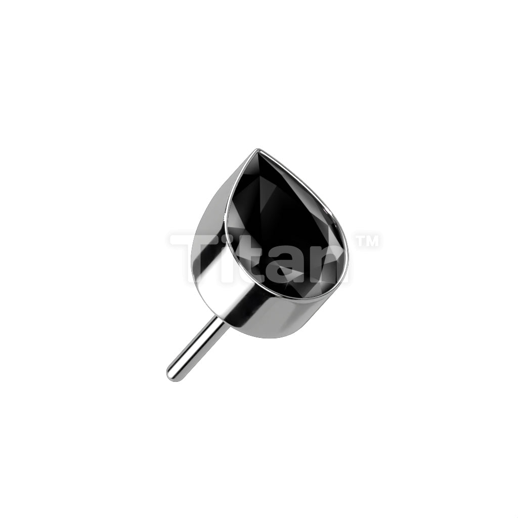 Implant Grade Titanium Threadless Push In Bezel Set Teardrop CZ Top - Image 4