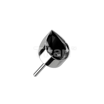 Implant Grade Titanium Threadless Push In Bezel Set Teardrop CZ Top - Image 4