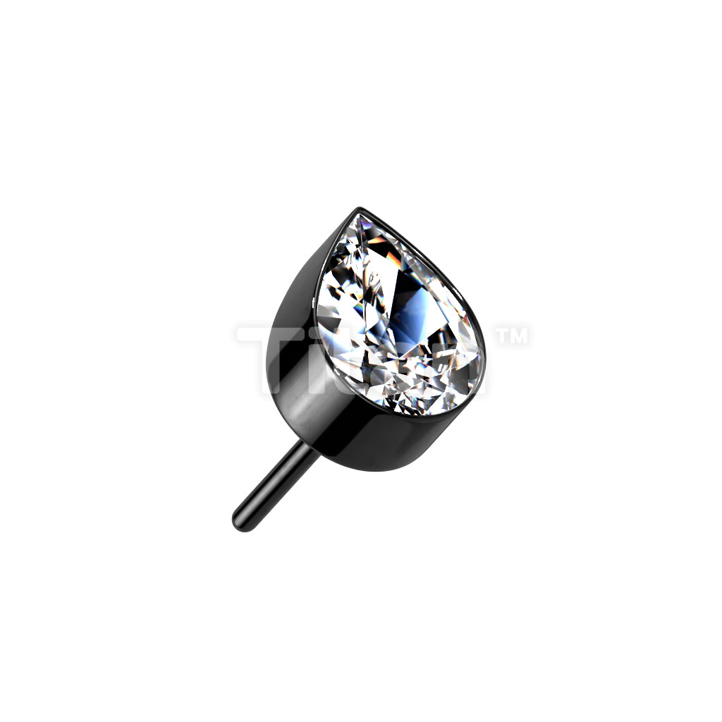 Implant Grade Titanium Threadless Push In Bezel Set Teardrop CZ Top - Image 5
