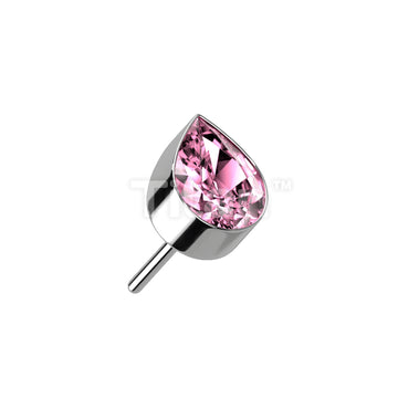 Implant Grade Titanium Threadless Push In Bezel Set Teardrop CZ Top - Image 6