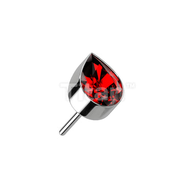 Implant Grade Titanium Threadless Push In Bezel Set Teardrop CZ Top - Image 7