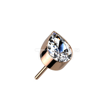 Implant Grade Titanium Threadless Push In Bezel Set Teardrop CZ Top - Image 8