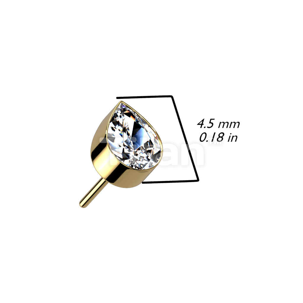Implant Grade Titanium Threadless Push In Bezel Set Teardrop CZ Top - Image 10