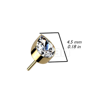 Implant Grade Titanium Threadless Push In Bezel Set Teardrop CZ Top - Image 10